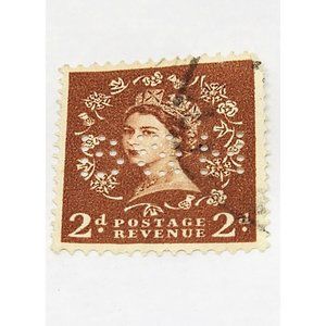 Vintage Queen Elizabeth II 2d Postage Revenue Brown Collectible Postage Stamp